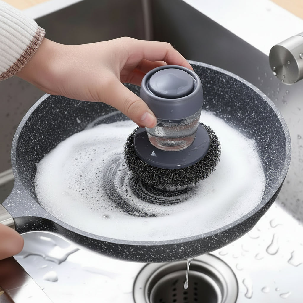 Liquid Soap Dispensing Brush - Scrub and Clean in Seconds