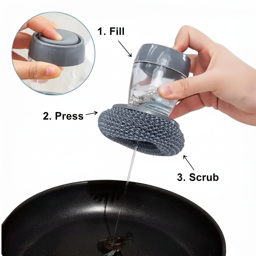 Liquid Soap Dispensing Brush - Scrub and Clean in Seconds