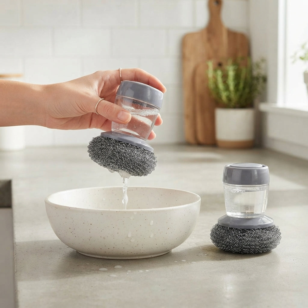 Liquid Soap Dispensing Brush - Scrub and Clean in Seconds